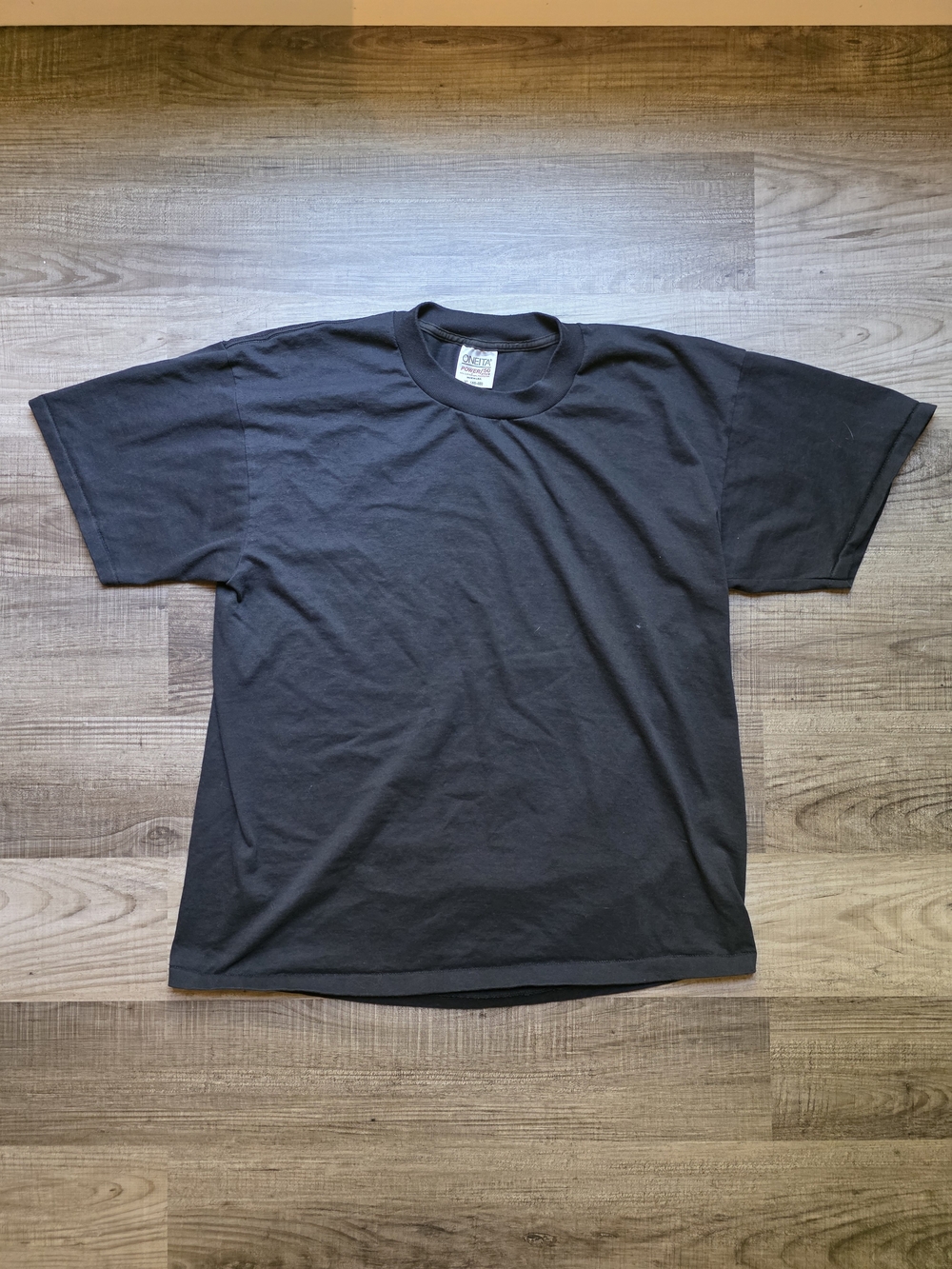 Oneita Single Stitch 90's Plain Black Tee